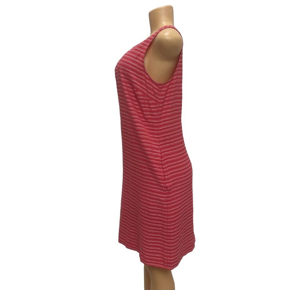 Tommy Hilfiger Pullover Sleeveless Dress Coral Orange White Stripes Lightweight - Picture 2 of 8